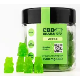 Желейні CBD ведмедики в банці зі смаком яблука, 1500 мг CBD, 50 шт.
