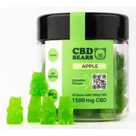 Желейні CBD ведмедики в банці зі смаком яблука, 1500 мг CBD, 50 шт.