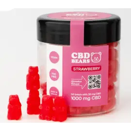 Желейні CBD ведмедики в банці зі смаком полуниці, 1000 мг CBD, 50 шт.