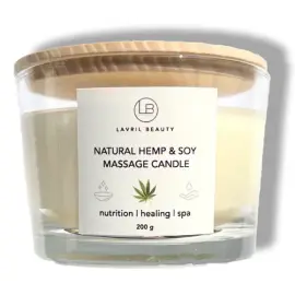 Свічка соєва натуральна масажна з олією конопель та маслом ши, 200 г